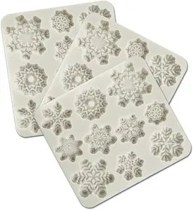 3 count Fondant  Molds,  30 Cavity  Christmas Snowflake Mould Sugarcraft Cake Decoration Cupcake Topper Crafting Projects Sugar Gum Paste  Polymer Clay Mold