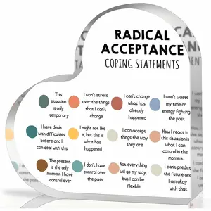 Acrylic Desktop Sign, Radical Acceptance Quote for Mental Health Month, Desktop Decorative Ornament, Decorative Plaque for Home Office, Gift for Therapists & Clients