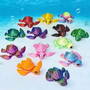 11-Piece Set, 3D Printed Turtle Decorations, Decorative Sculptures, Multiple Colors, Home Desktop Ornament, Aquarium Theme, Perfect for Valentine's Day, Easter, New Year