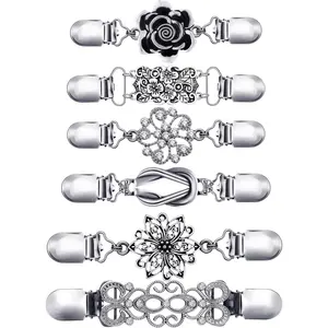 6Pcs Retro Shirt Skirt Cardigan Women's Waist Clip,Sweater Shawl Brooch and Jacket Clip,Adjustable Female Sweater Cardigan Shawl Clip,Fashion Accessories