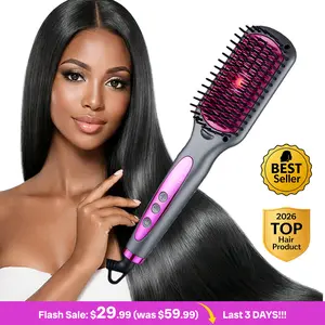 Infrared Hair Straightener Brush, 10 Million Negative Ions, 180+ Denser 3D Bristles, Salon-Straight Hair in 10 Minutes, Smart Heat Less Damage, One Pass Ultra Straight, Precision Sensors, Anti-Frizz, for All Hair Types Hair Styler Hair Styling Tools Daily
