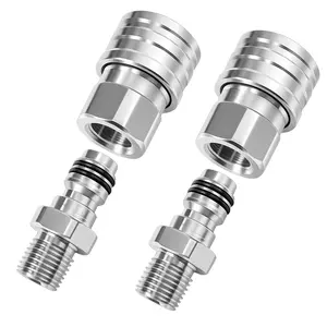 Airless Paint Sprayer Quick Connect Coupler, 1/4 Inch Stainless Steel Hose to Machine Connector, Easy Installation, Leak Resistant and Fast Connection for Wall Painting Contractors, Spray Gun Repair Shops and Hardware Dealers（2Pack）