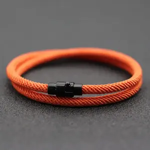 Men Double Layer Rope Survival Bracelet Adjustable Magnet Buckle Cuff Trendy Stack Bangle Mens Fashion Accessories Perfect Boyfriend Gift