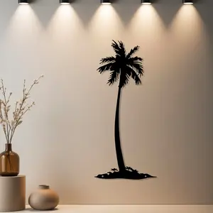 HousewarmingGift, 1pc Palm Tree Metal Wall Art Home Wall Decoration, Modern Minimalist Design - Ideal Gift for Christmas & Valentine's Day & Thanksgiving & Holiday Season & Housewarming (Indoor Decor)