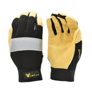 G & F 1091L Dark Owl High Visibility Reflective Performance Mechanics Work Gloves, Driving Gloves, Men's