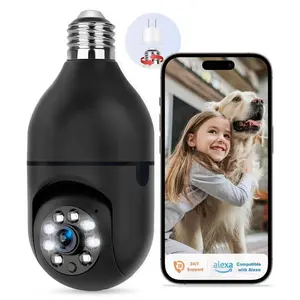 Light bulb camera 5G&2.4GHz WiFi 3MP Security Cameras Wireless Outdoor Motion Detection and Alarm,Two-Way Talk,Color Night Vision,Human Detection