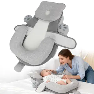 Baby FeedingPillow(Grey)  Reduces spit-up and reflux while keepingbaby's airway open.With comfortable silicone pillow.with Fully Removable Washable Layers.