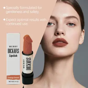 Merry Dickmas Christmas Secret Party Lipstick Series Silky Smooth Natural Color Matte Texture Smudge-Resistant Lipstick Orange Brown Gloss - Lipgloss