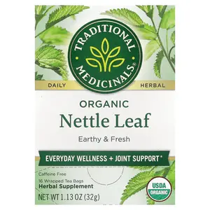 Traditional Medicinals Organic Nettle Leaf, Caffeine Free, 16 Wrapped Tea Bags, 1.13 oz (32 g)