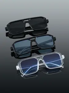 Men's Rectangular Sunglasses, 1-3 Pairs Dual Beam Design, Suitable for Daily Life, Business Office, Driving, Fashionable Eyewear, Trendy Casual Sunglasses