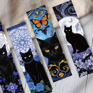 30 Cartoon Gothic Cat Series Simple Bookmarks, Non-repeating Series, Minimalist Journaling Artistic Creative Paper Bookmarks, Small Cards, Book Decoration Cards, Reading Annotation Cards