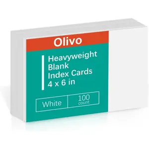 Blank Index Cards 4x6 Unlined Unruled Flash Note Cards White 100 Count 220 GSM Heavy Weight