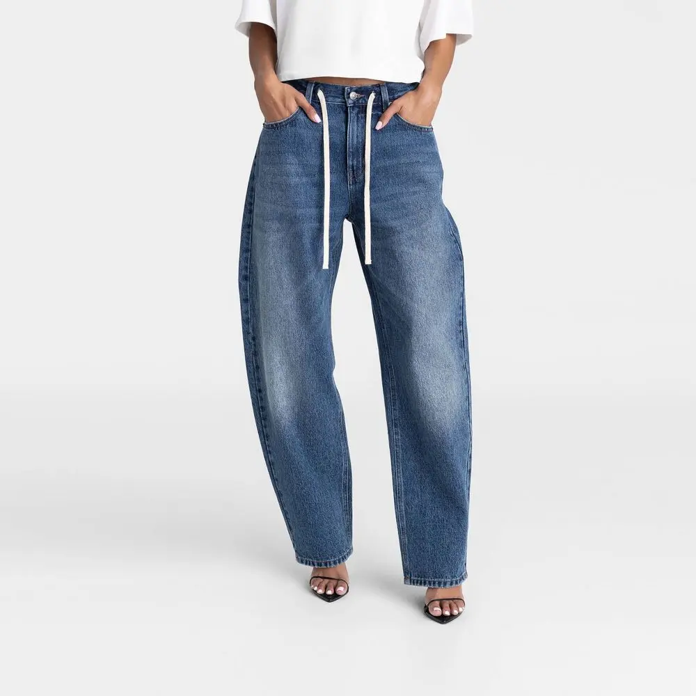 KBB by KAHLANA Women's Mid-Rise Barrel Leg 'The Lynnox Jean'