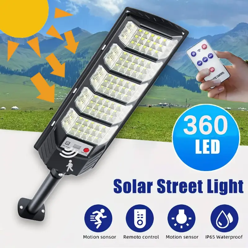 Solar Street Lights Outdoor Waterproof with Motion Sensor, Lamparas Luces Solares para Exteriores Dusk to Dawn Commercial Lighting for Yard Path