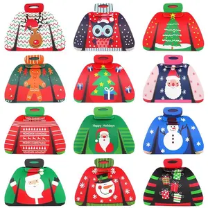 12/24Pcs Christmas Candy Box Cloth Shape Chocolate Gift Packaging Box Bag 2025 Merry Christmas Decoration 2025 New Year Supplies