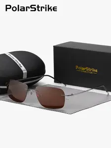 PolarStrike 1 Piece Unisex Geometric Polarized Trendy Square Sunglasses Frameless Design UV400 Classic design Meticulous craftsmanship reflecting taste Trendy Styling Sunglasses Fashionable Sunglasses