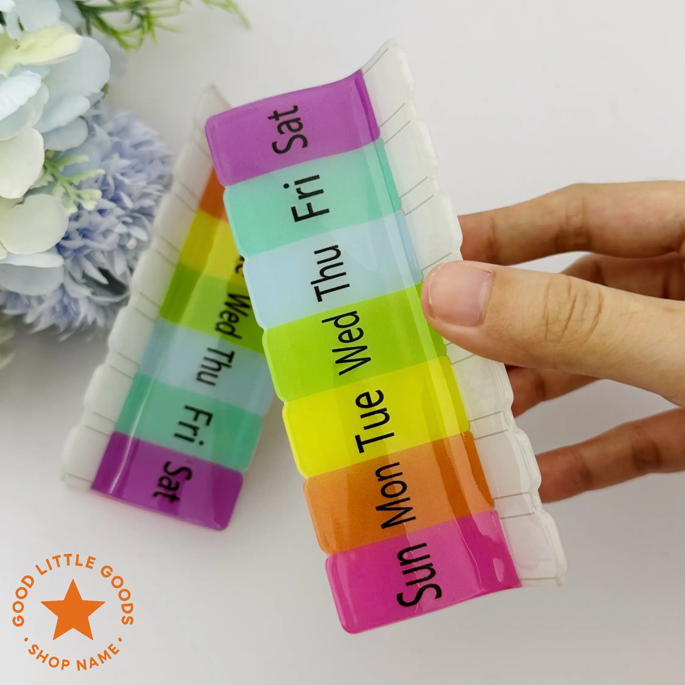 GoodLittleGoods Weekly Rainbow Pill Organizer Hair Claw – Double-Sided Durable Plastic Healthcare Clip for Women & Girls, Inspired Fun Gift Design for Medical Professionals, Pharmacists, Doctors & Fellow ill besties, Premium Hair Accessory for Her, BFF