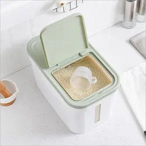 10kg  Rice Food Storage Container Large Flour Box Rice Dispenser W/Cup Kitchen Lid Utensils Home Modern