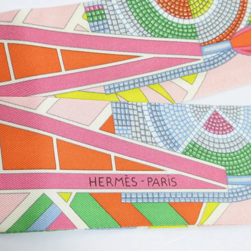 Pre-owned HERMÈS Silk Small Leather Goods L'art indien des plaines Twilly Scarf