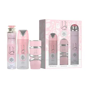 Lattafa Yara For Women 3 Piece Gift Set 3.4 Fl Oz EDP 6.67 Fl Oz Deo 10.14 Fl Oz Air Freshener Oriental Vanilla Fragrance
