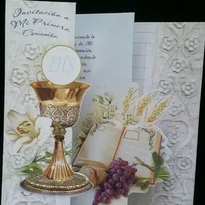 12pcs Invitaciones para primera comunión para niño o niña, First Communion invitation with white envelopes