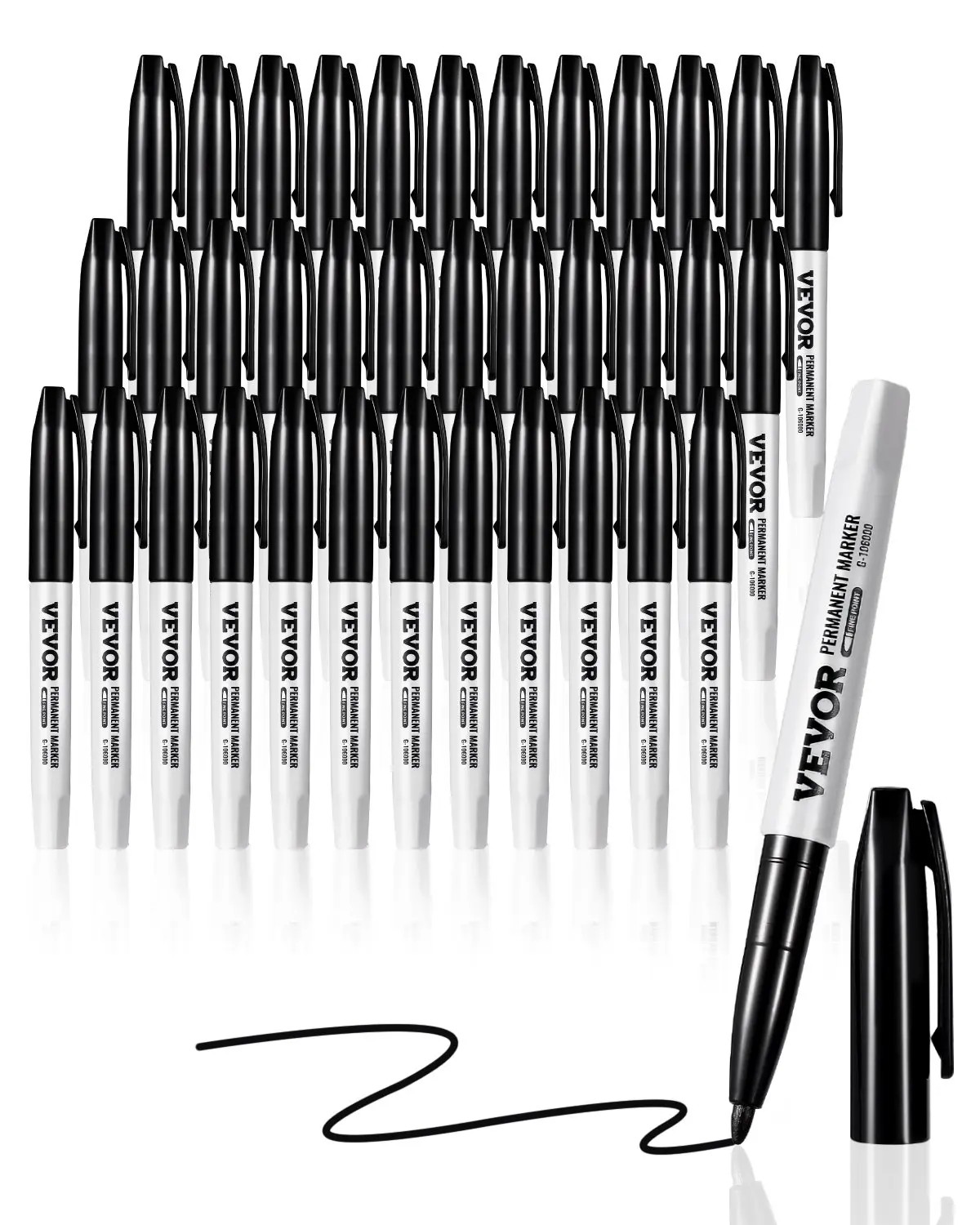 【summerfinds】Permanent Markers 36 Count Black Fine Tip Waterproof & Fade-Resistant
