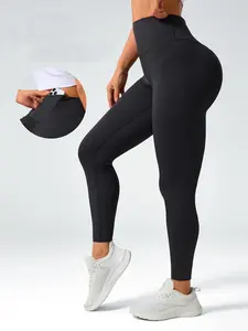 Women's High-Waisted Sporty Yoga Pants, Tight-Fitting Woven Fabric, Plain Pattern, All-Season Wear, Comfortable & Stylish Design, High Waisted Leggings, Comfy Stretchy Leggings