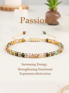 Natural Crystal Bracelet, Strawberry Quartz Woven Strap, Women's Fashion Spiritual Jewelry, Healing Crystal Bracelet, Enhances Energy & Emotional Expression Gift, High Quality Bracelet