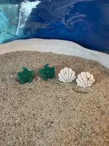 Ocean Beach Polymer Clay Studs