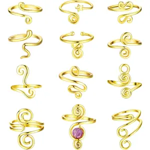 12 Adjustable Toe Rings for Women Gold Sier Open African Toe Rings Summer Beach Foot  Set