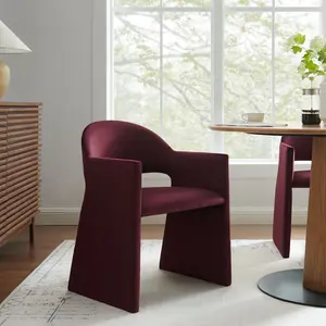 Talia Performance Velvet Dining Armchair in Mulberry
