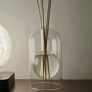Elegant Glass Aromatherapy Diffuser Vase, Cute Home Fragrance Container, Scent Diffuser, with 4 Odorless Sticks, Perfect for Air Purification and Mood Boosting