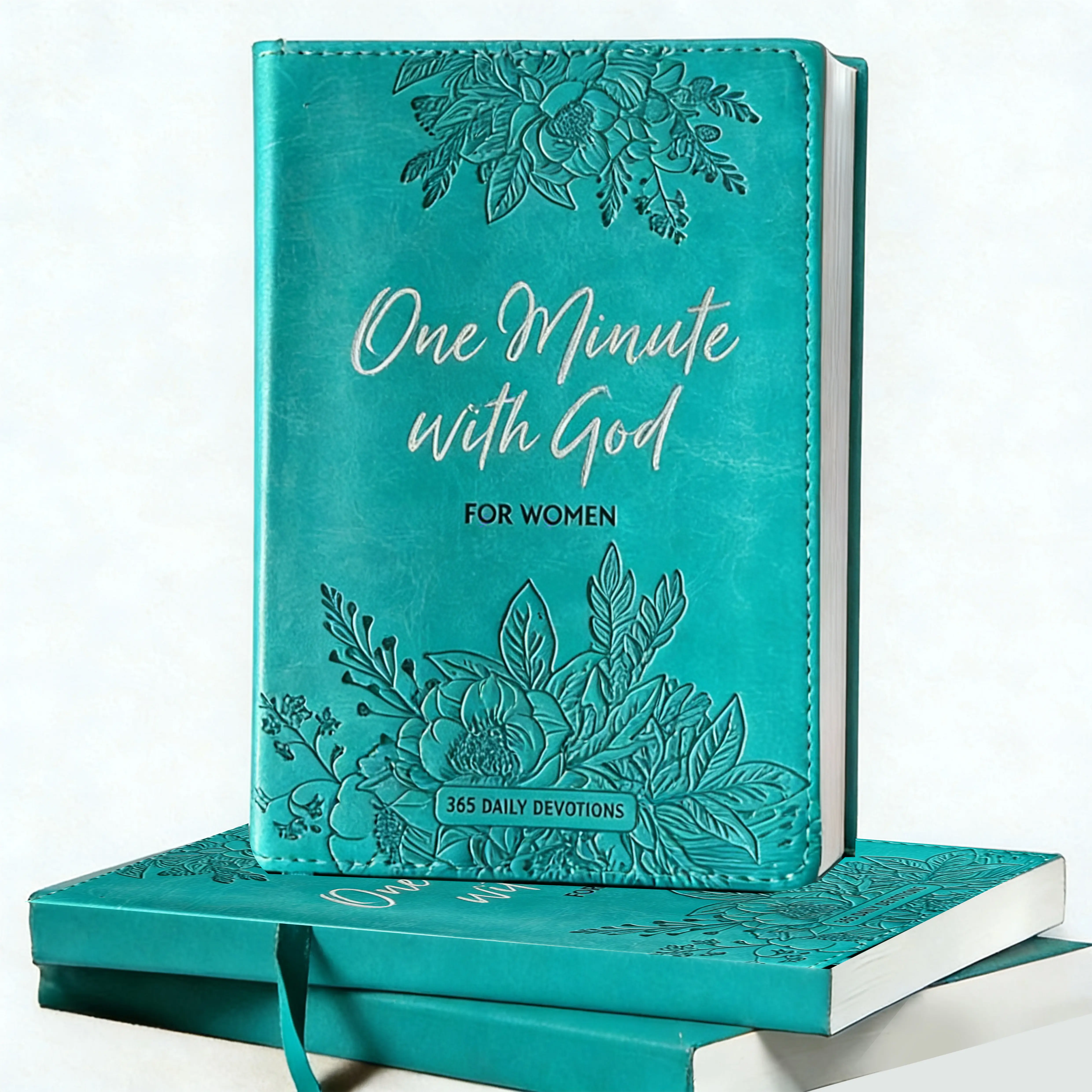 One Minute With God For Women, 365 Daily Devotions Book, Simplified Bible for Women and Beginners, Portable Daily Reflections Notebook, Teal Faux Leather Flexcover with Ribbon Marker, Perfect Gift for Holidays, Birthdays, Christmas & New Year