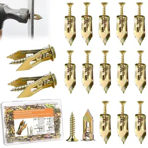 100PCS Self-Drilling Drywall Anchors and Screws Kit, 12x30mm,4 Sizes Expansion Screws and 2 Sizes Wall Anchors, No Pre-Drilling Needed, Supports Up to 66 lbs, Ideal for Home and Office Organization,Upgraded Zinc Plated Steel Dry Wall Anchors no Drilling