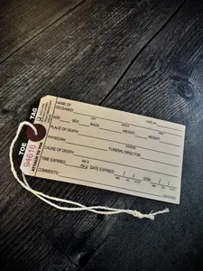 Toe Tag Mortuary Identification Cards | Morbid Oddities & Curiosities Ephemera