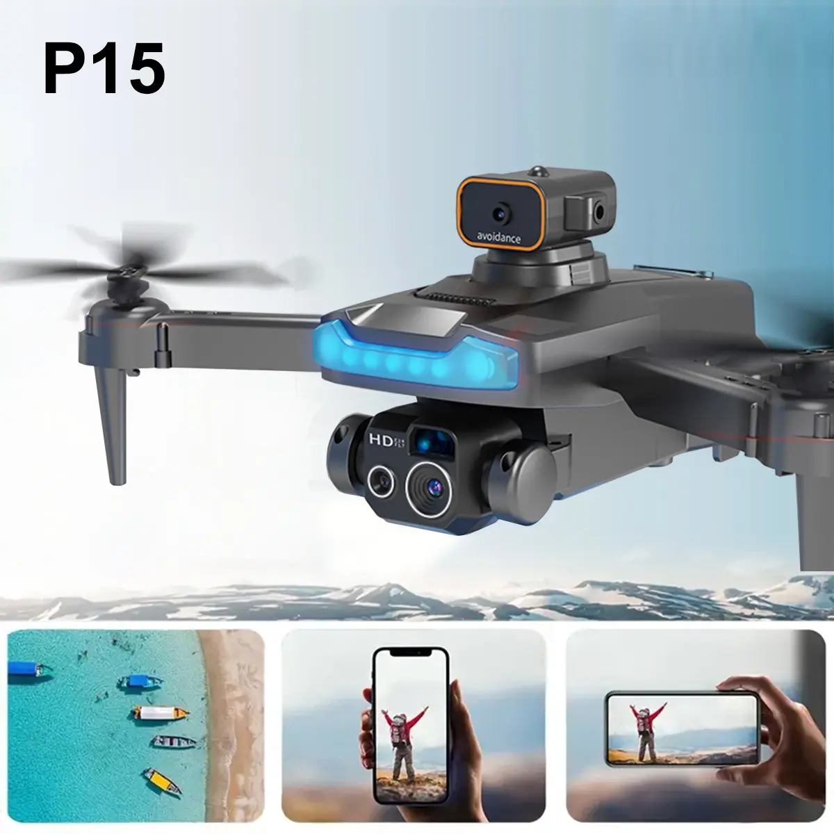 Todetana P15 Mini Drone, Dual Camera, 360° Flip, Headless Mode, Easy Flying RC Drone for Beginners