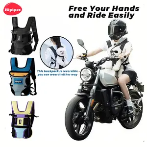 [HipiPet] Motorcycle Pet Carrier Backpack - Convertible Chest Pack for Dogs & Cats, Shockproof & Hands-Free Riding Gear, Riding Buddy Pack