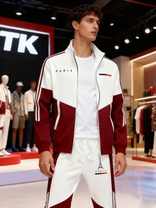 Men's Paris Logo 2-Piece Tracksuit - Casual Sports Jacket & Pants - Multi Colors - Comfortable & Versatile for Everyday Wear - Ideal for Gym & Casual Outings