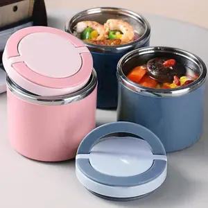630ml Stainless Steel insulated Thermal Lunch Box, 1 Count Reusable Round Bento Cup with Lid, Insulated Soup Container for Home Office School,Food grade stainless steel
