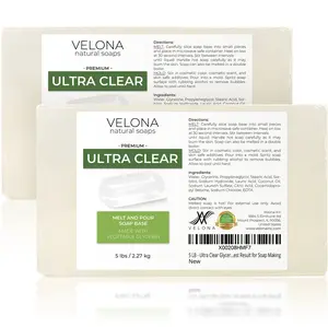 10 LB - Ultra Clear Glycerin Soap Base by Velona | Melt and Pour | Transparent Natural Bar For The Best Result for Soap Making