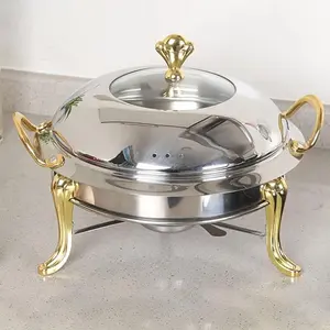 CNCEST Round Chafing Dish Stainless Steel Chafing Dish Buffet Chafer 2.5L Catering Chafers and Buffet Warmers with Fuel Holder Cookware Pots Kitchenware Insulated