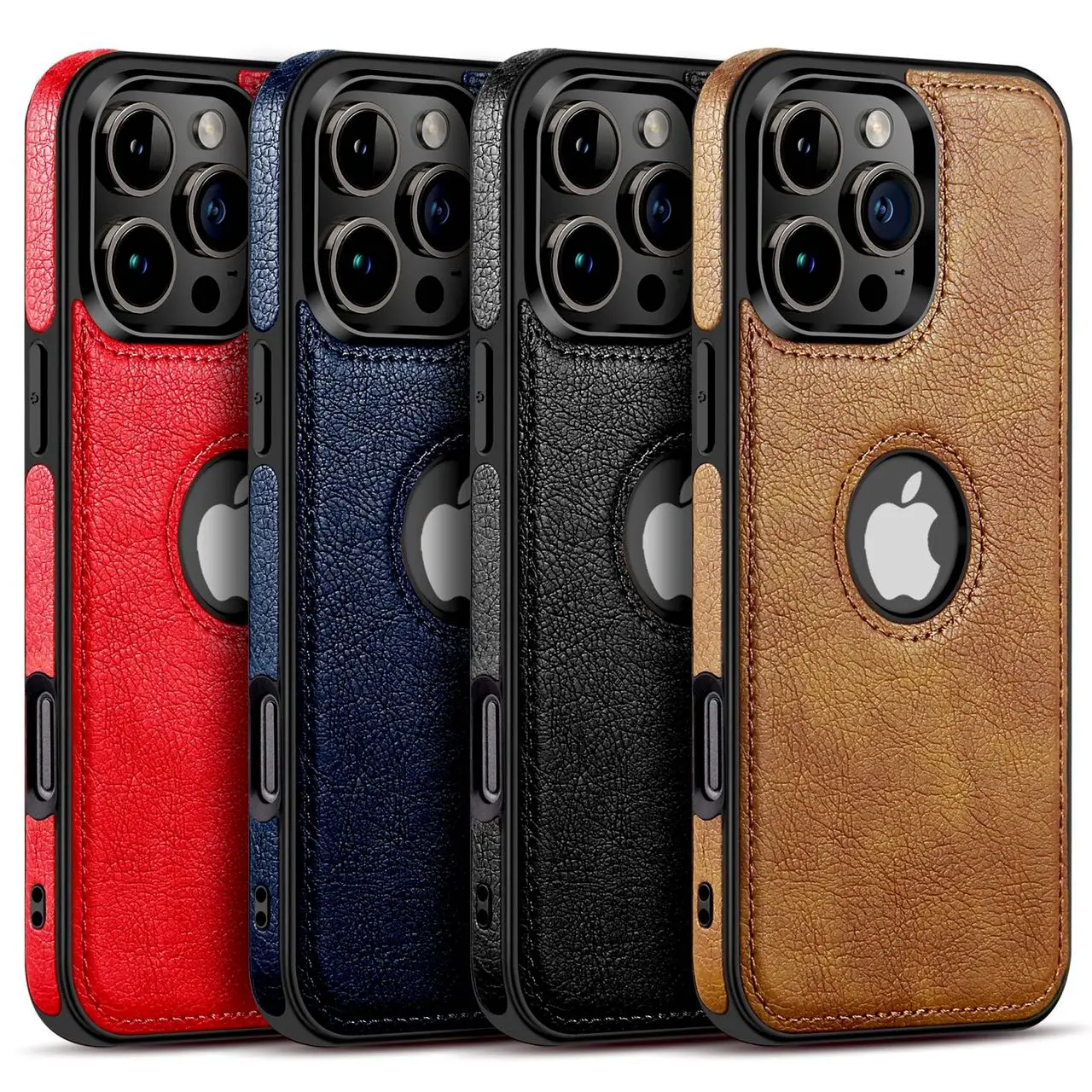 For iPhone 16 15 14 Plus 13 12 11 Pro Max Mini XS Slim Luxury Leather Protective Case Shockproof Phonecase Cover Accessories