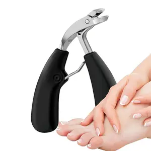 1 piece of curved nail clipper with large opening, three times cutting edge, anti splash nail clippers, suitable for thick toenails, with inclined curved blades, Pedicure Care Tool