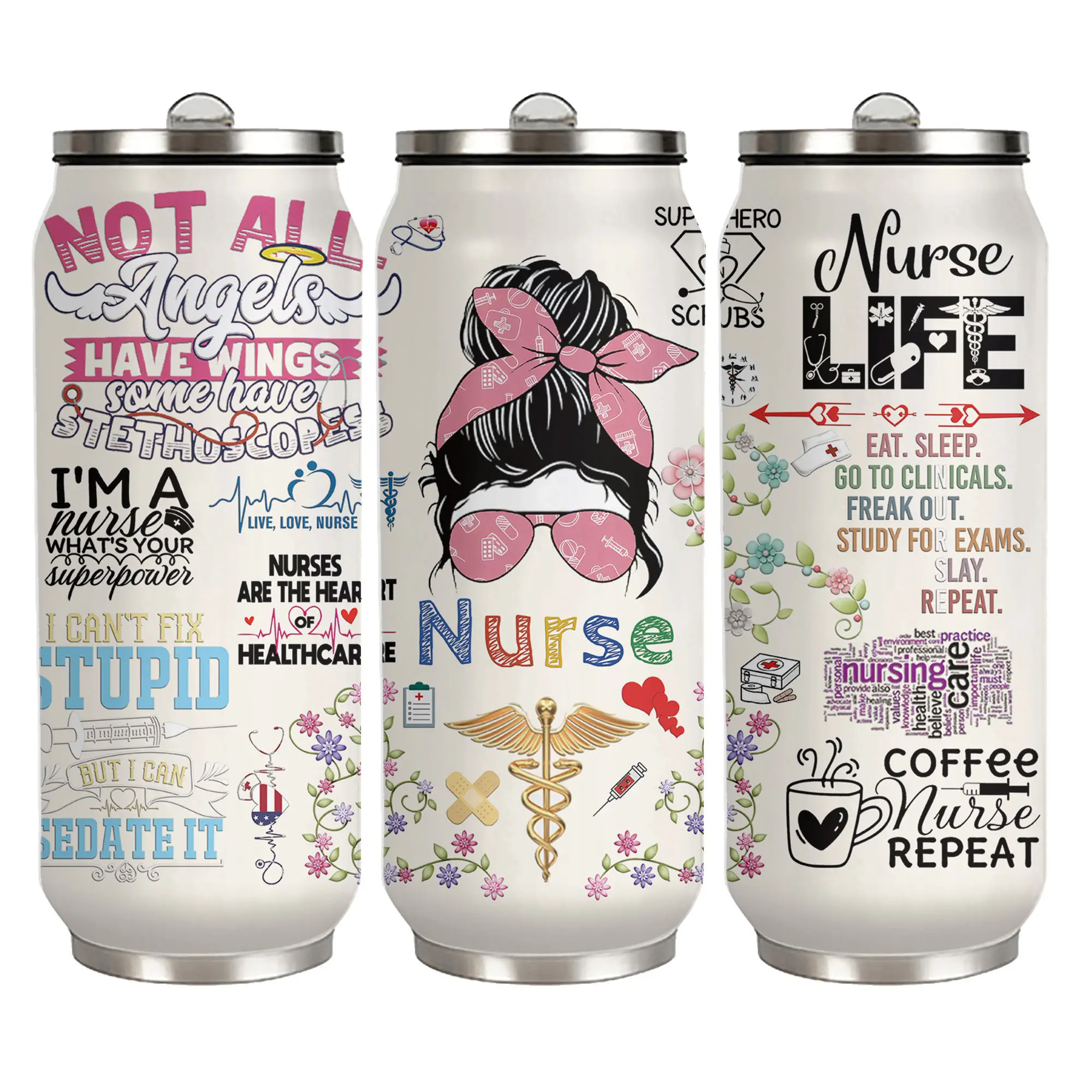 Nurse Tumbler 17oz with Leakproof Straw Lid - Funny Healthcare Cup, Appreciation Gift for Nursing Professionals