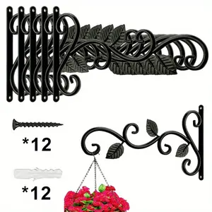 Wall-Mounted Plant Support Set, Indoor & Outdoor Flower Pots Bird Feeder Metal Hooks, 4-Piece/6-Piece Hanging Planter Accessories, Hanging Baskets, Hanging Plant Hanger
