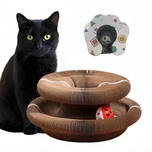 Irresistible Organ Cat Scratcher with Integrated Bell Toy - Foldable Bed & Durable Scratching Pad Combo |   Instant Fun for Your Cat!