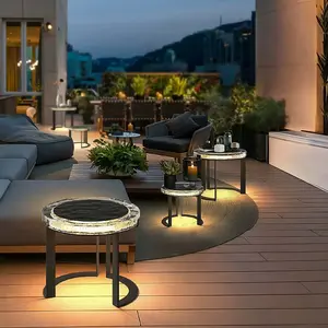 Solar Powered Acrylic Garden Table, Glow side table with Waterproof Solar light for Yard Patio Lawn Terrace Garden (small)