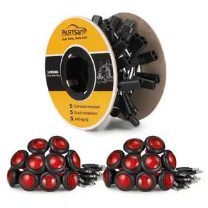 PARTSam 20 Pcs 3/4" Side Marker Red Lights with Connector Plug 2 Pin Continuous Wire Harness Roll Corrosion Resistant Quick Installation for Trailers Trucks Vans RVs ATVs Buses