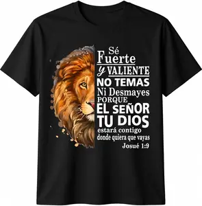 100% Cotton Valiente Josue 1:9 Spanish Christian Bible Verse T-Shirt, Tshirt, Shortsleeve