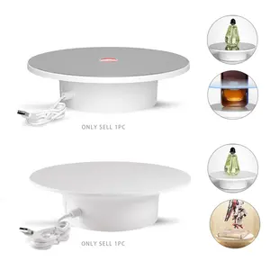 2Pcs 6 Inch 8 Inch The 360° electric rotating display stand has a diameter of 15 CM 20 CM. The USB electric rotating table rotates clockwise and is suitable for jewelry, lipstick, watches, photography, figurines, live streaming, and storing valuable